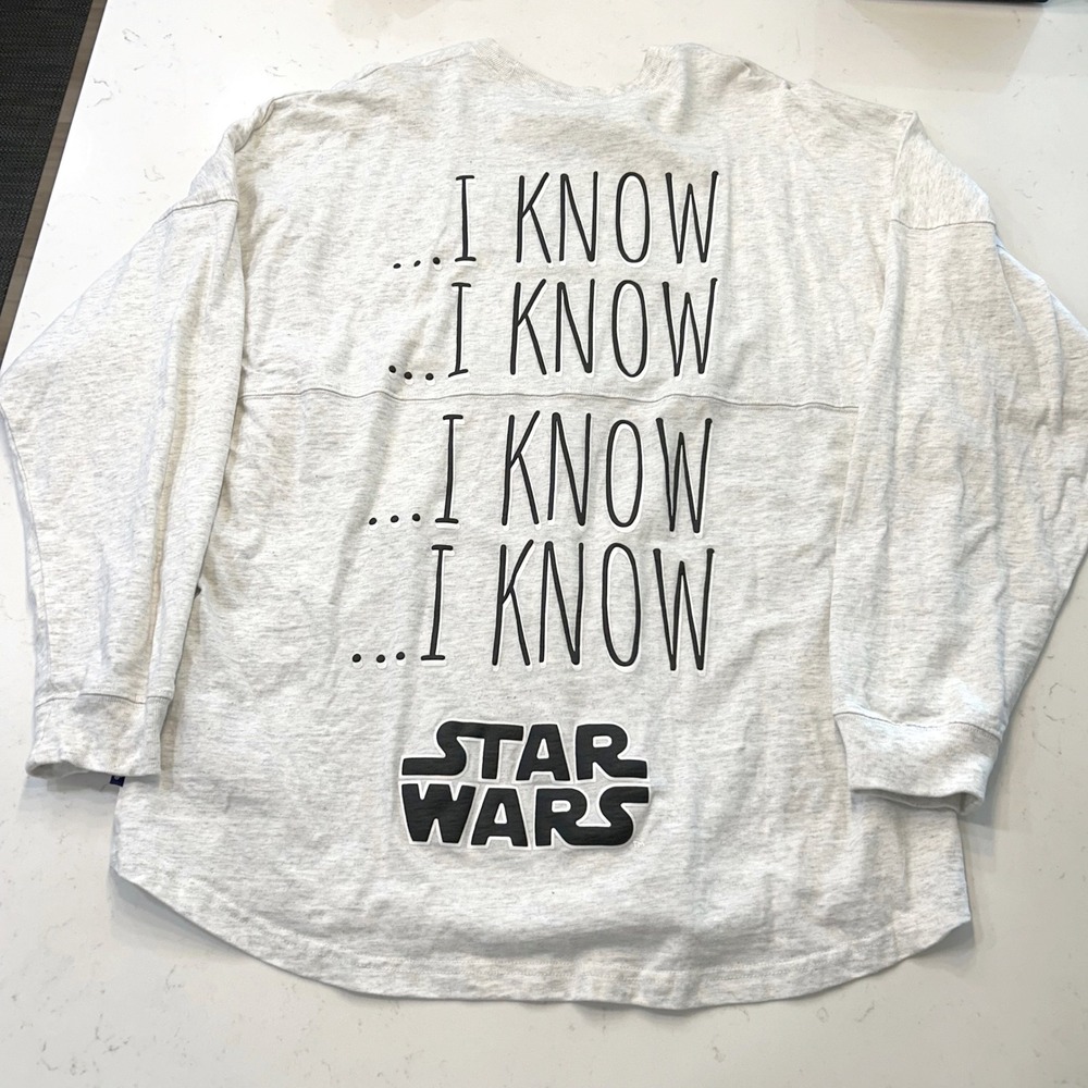 Star Wars Large disney parks heather gray spirit jersey "...I know" Han Solo